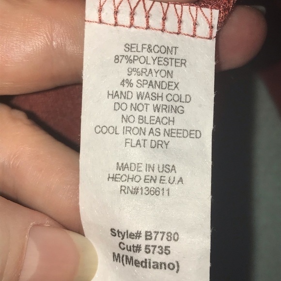 Twenty Second NWT Boho Embroidered Long Sleeve Top – Rust Orange, Size Medium - Picture 8 of 8